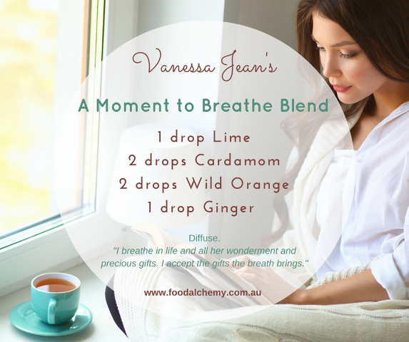 A Moment to Breathe Blend essential oil reference: Lime, Cardamom, Wild Orange, Ginger