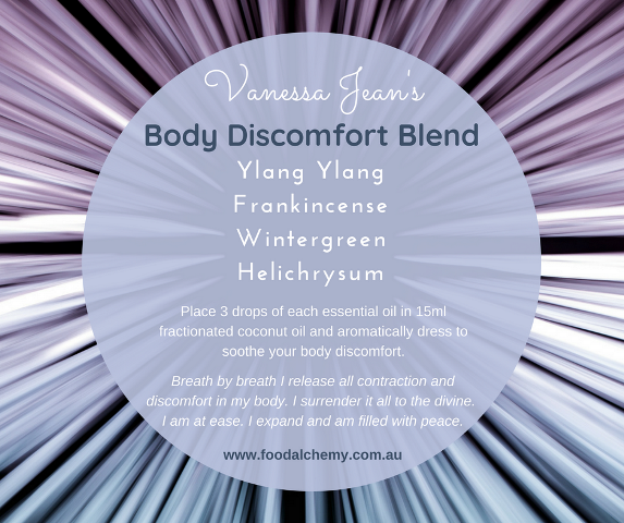 Vanessa Jean's Body Discomfort Blend with Ylang Ylang, Frankincense, Wintergreen, Helichrysum essential oils