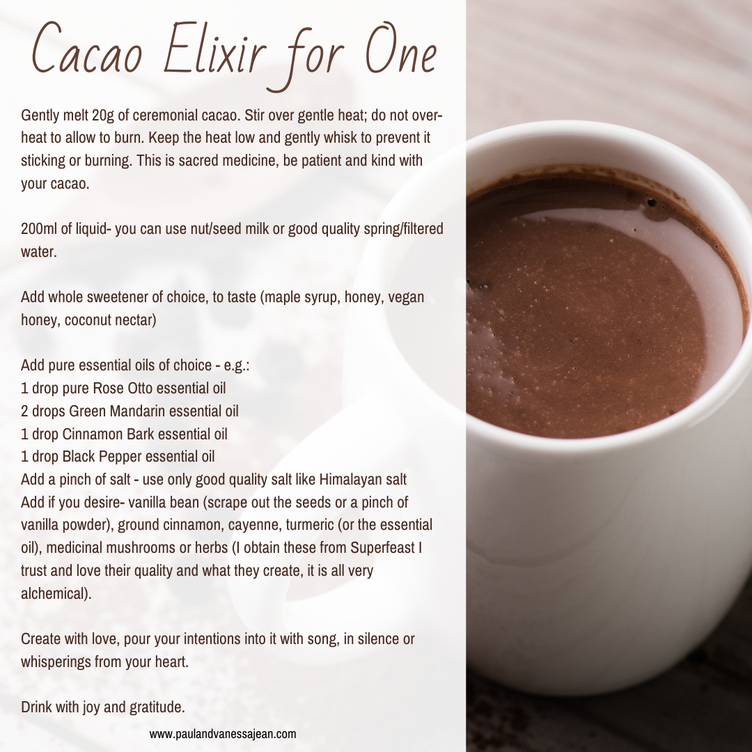 Cacao Elixir for One essential oil reference: Rose, Green Mandarin, Cinnamon Bark, Black Pepper