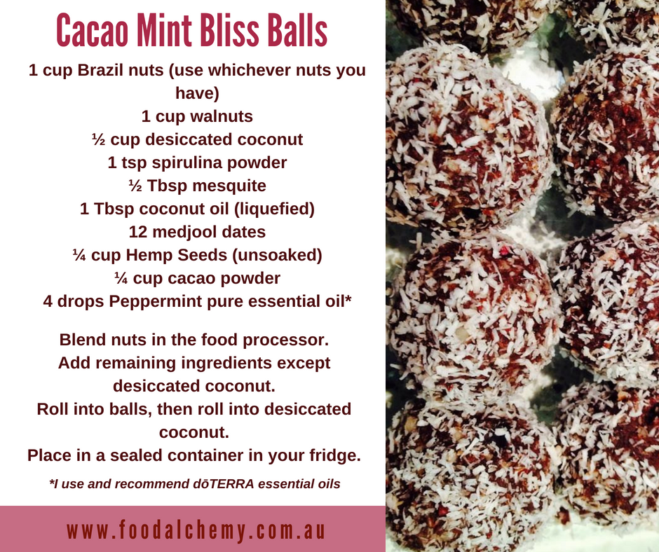 Cacao Mint Bliss Balls with Peppermint essential oils