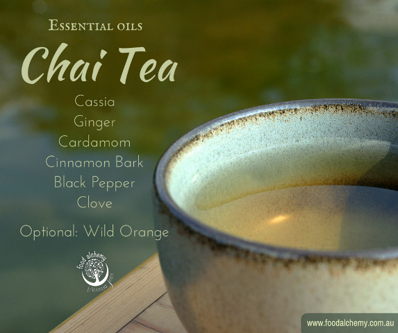 Vanessa Jean's Essential Oil Chai Tea with Cassia, Ginger, Cardamom, Cinnamon Bark, Black Pepper, Clove, Wild Orange essential oils