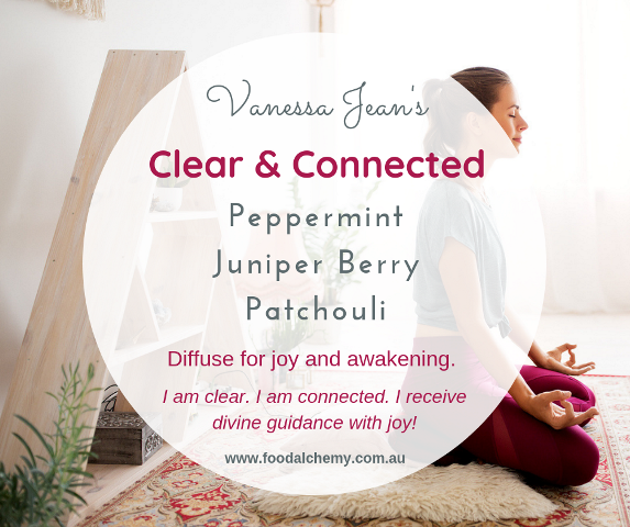 Clear & Connected essential oil reference: Peppermint, Juniper Berry, Patchouli