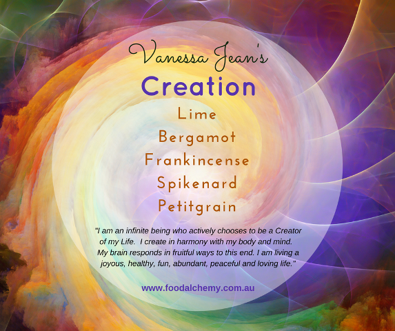 Creation essential oil reference: Lime, Bergamot, Frankincense, Spikenard, Petitgrain
