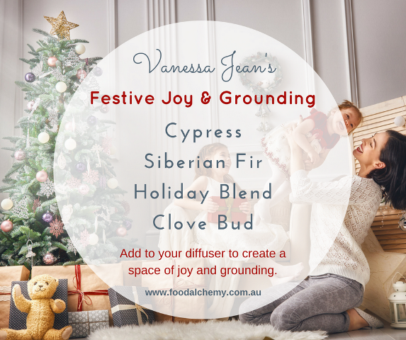 Vanessa Jean's Festive Joy & Grounding blend with Cypress, Siberian Fir, Holiday Blend, Clove Bud essential oils