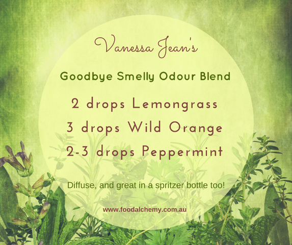 Goodbye Smelly Odour Blend essential oil reference: Lemongrass, Wild Orange, Peppermint
