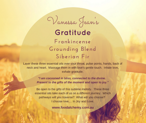 Gratitude essential oil reference: Frankincense, Grounding Blend, Siberian Fir
