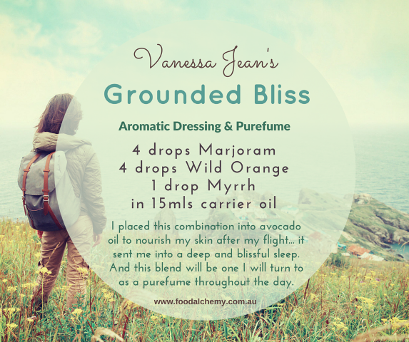 Grounded Bliss essential oil reference: Marjoram, Wild Orange, Myrrh
