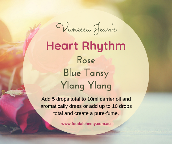 Heart Rhythm essential oil reference: Rose, Blue Tansy, Ylang Ylang