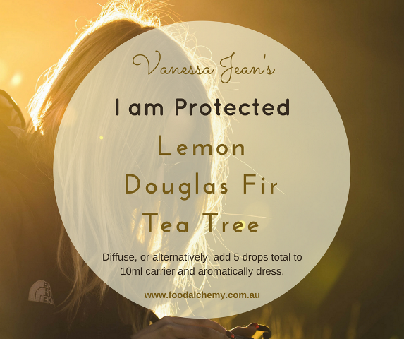 I am Protected essential oil reference: Lemon, Douglas Fir, Tea Tree