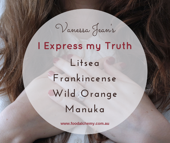 I Express my Truth essential oil reference: Litsea, Frankincense, Wild Orange, Manuka