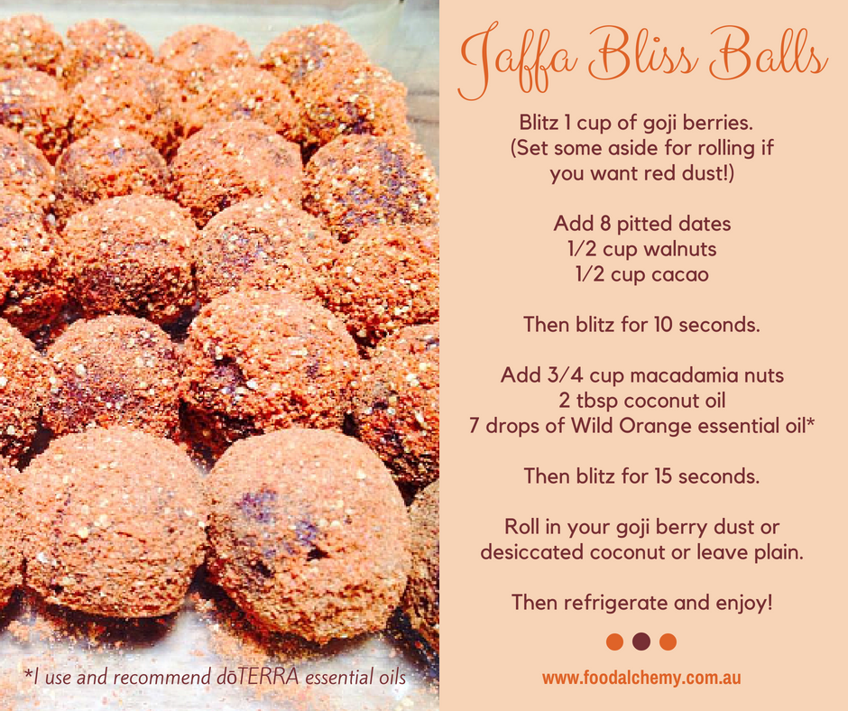 Jaffa Bliss Balls with Wild Orange essential oil