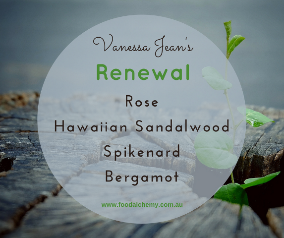 Renewal essential oil reference: Rose, Hawaiian Sandalwood, Spikenard, Bergamot