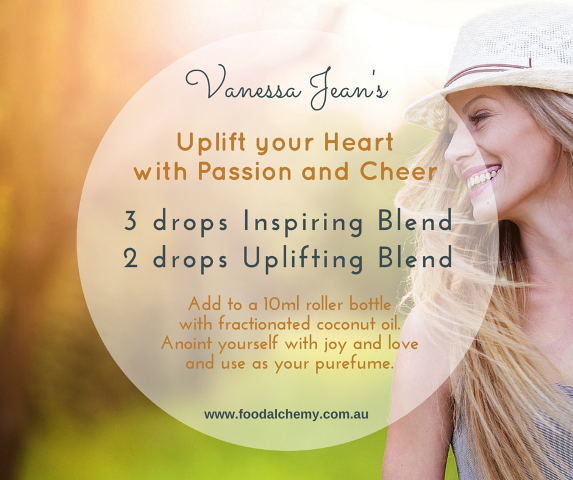 Uplift your Heart with Passion and Cheer essential oil reference: Inspiring Blend, Uplifting Blend.