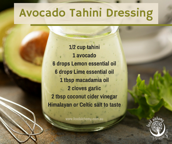 Avocado and Tahini Dressing with Lemon and Lime essential oils