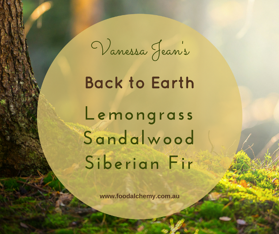 Back to Earth essential oil reference: Lemongrass, Sandalwood, Siberian Fir