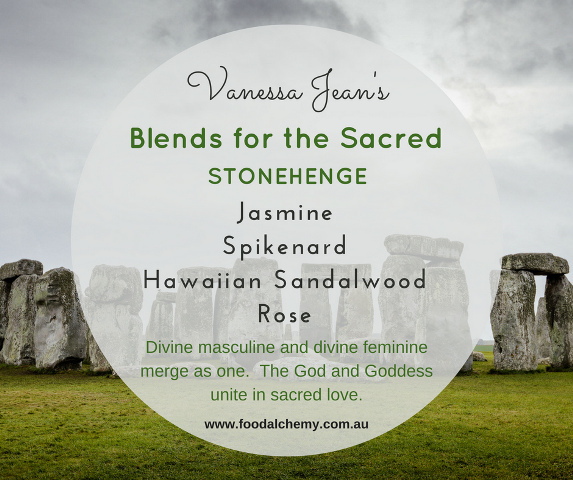Blends for the Sacred - Stonehenge essential oil reference: Jasmine, Spikenard, Hawaiian Sandalwood, Rose