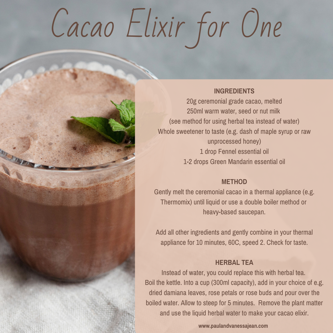 Cacao Elixir for One essential oil reference: Fennel, Green Mandarin