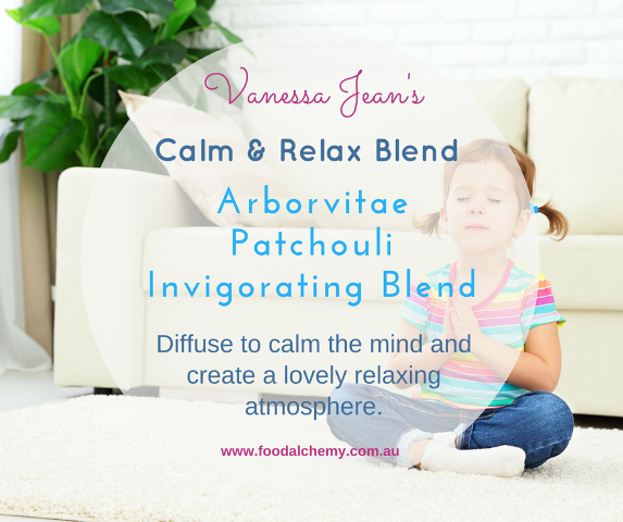 Calm & Relax Blend essential oil reference: Arborvitae, Patchouli, Invigorating Blend