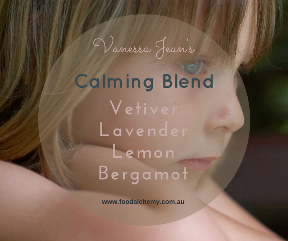 Calming Blend essential oil reference: Vetiver, Lavender, Lemon, Bergamot