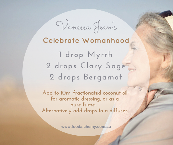 Celebrate Womanhood essential oil reference: Myrrh, Clary Sage, Bergamot