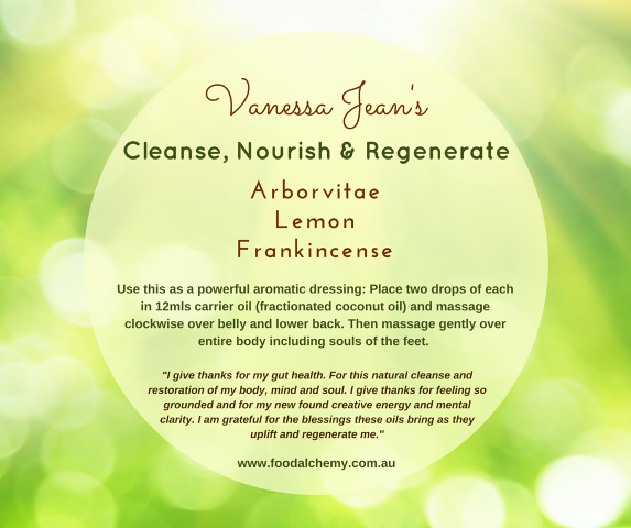 Cleanse, Nourish & Regenerate essential oil reference: Arborvitae, Lemon, Frankincense