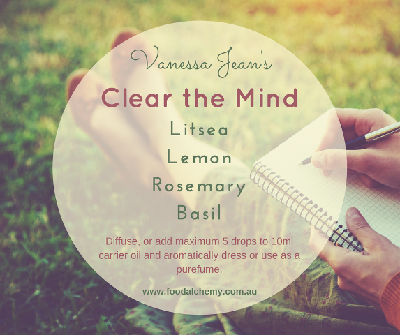 Clear the Mind essential oil reference: Litsea, Lemon, Rosemary, Basil