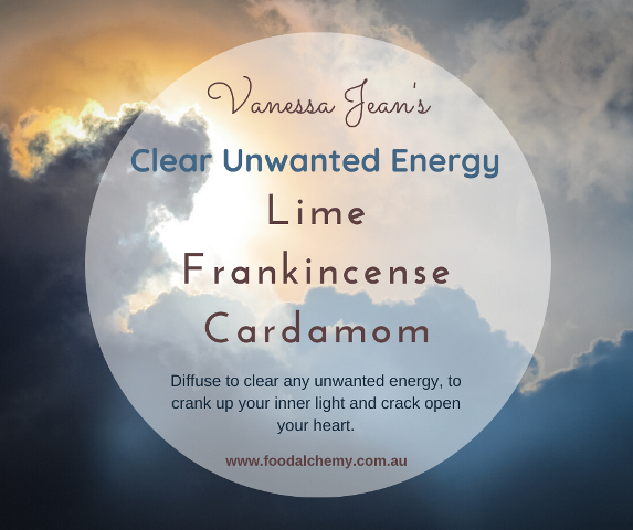 Clear Unwanted Energy essential oil reference: Lime, Frankincense, Cardamom
