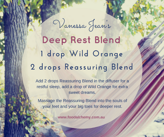 Deep Rest Blend essential oil reference: Wild Orange, Reassuring Blend