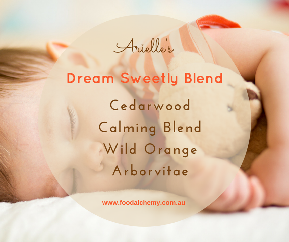 Dream Sweetly Blend essential oil reference: Cedarwood, Calming Blend, Wild Orange