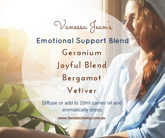 Emotional Support Blend essential oil reference: Geranium, Joyful Blend, Bergamot, Vetiver