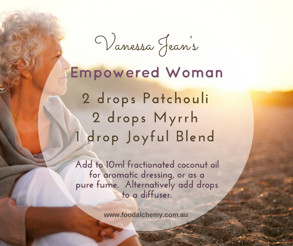 Empowered Woman essential oil reference: Patchouli, Myrrh, Joyful Blend