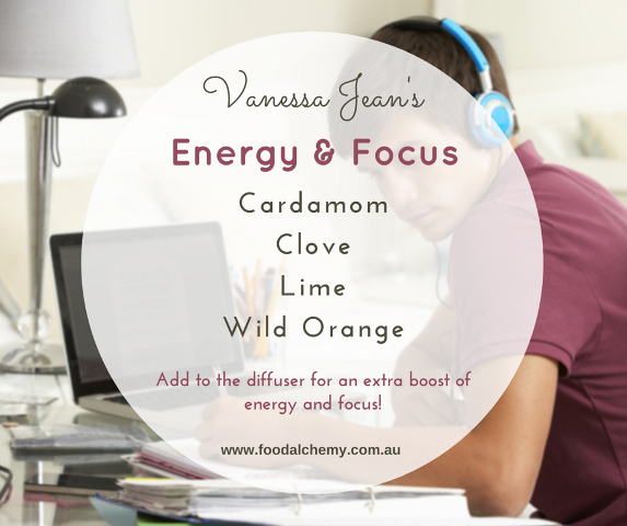 Energy & Focus essential oil reference: Cardamom, Clove, Lime, Wild Orange
