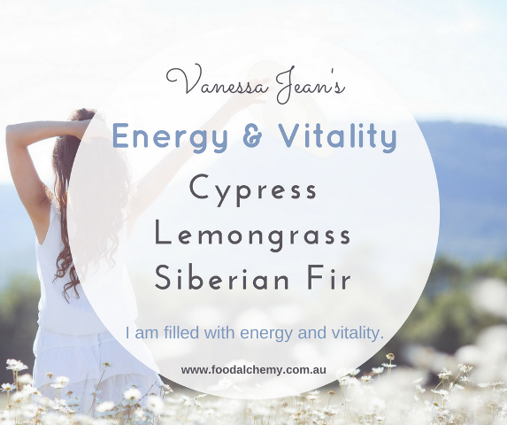 Energy & Vitality essential oil reference: Cypress, Lemongrass, Siberian Fir