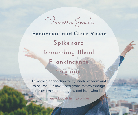 Expansion and Clear Vision essential oil reference: Spikenard, Grounding Blend, Frankincense, Bergamot