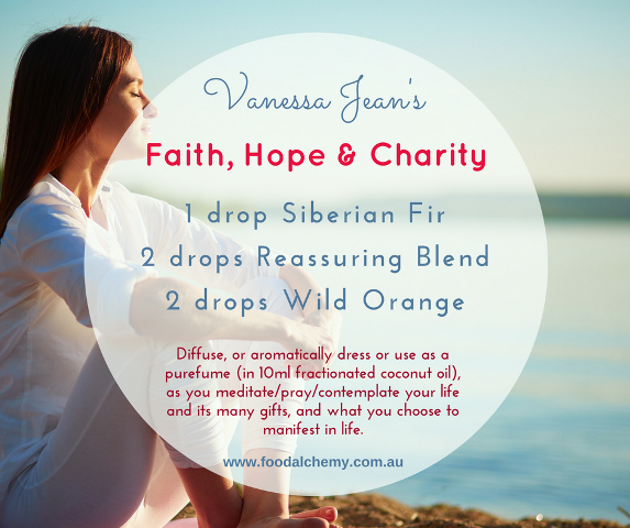 Faith, Hope & Charity essential oil reference: Siberian Fir, Reassuring Blend, Wild Orange