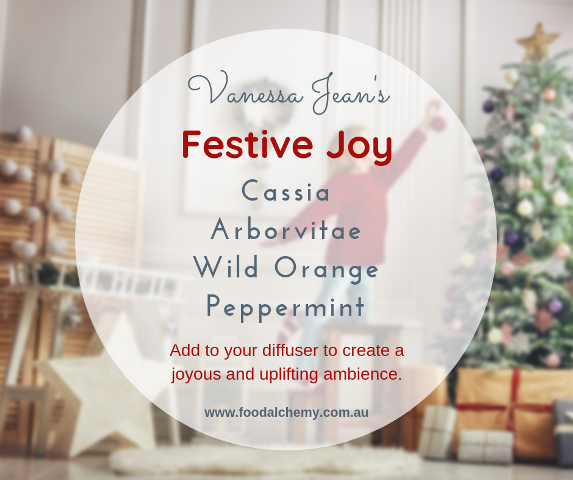 Festive Joy essential oil reference: Cassia, Arborvitae, Wild Orange, Peppermint