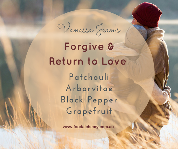 Forgive & Return to Love essential oil reference: Patchouli, Arborvitae, Black Pepper, Grapefruit