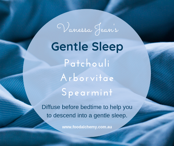 Gentle Sleep essential oil reference: Patchouli, Arborvitae, Spearmint