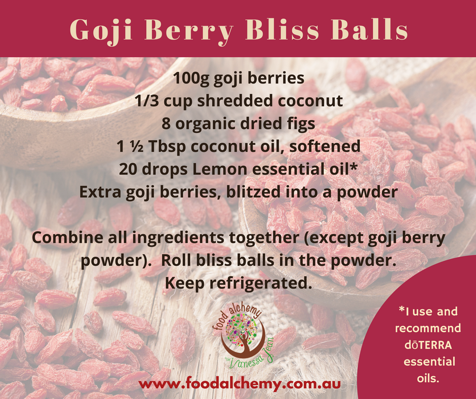 Goji Berry Bliss Balls with Lemon essential oil