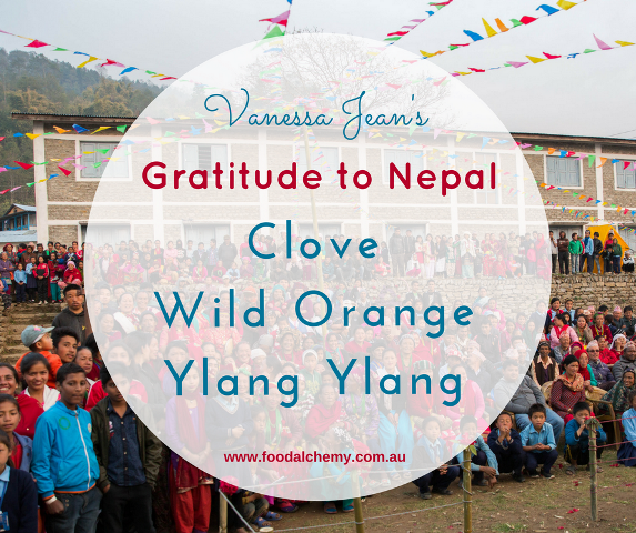 Gratitude to Nepal essential oil reference: Clove, Wild Orange, Ylang Ylang