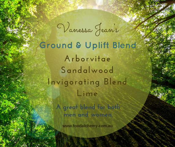 Ground & Uplift Blend essential oil reference: Arborvitae, Sandalwood, Invigorating Blend, Lime