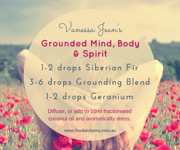 Grounded Mind, Body & Spirit essential oil reference: Siberian Fir, Grounding Blend, Geranium