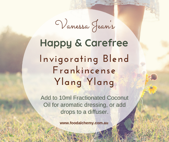 Happy & Carefree essential oil reference: Invigorating Blend, Frankincense, Ylang Ylang