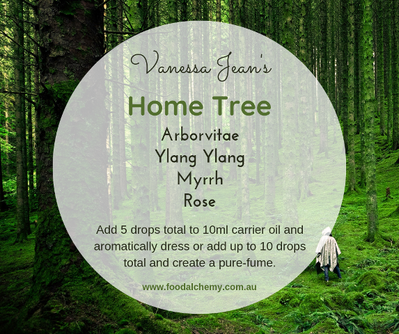 Home Tree essential oil reference: Arborvitae, Ylang Ylang, Myrrh, Rose