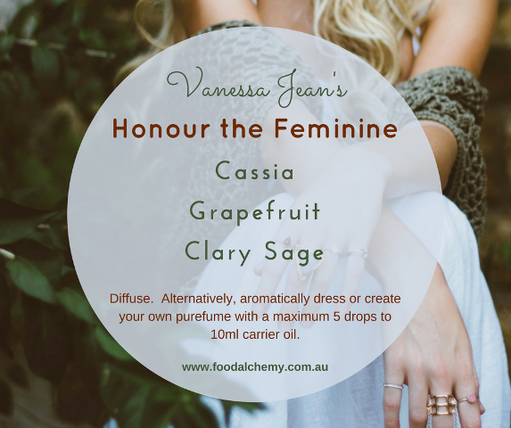 Honour the Feminine essential oil reference: Cassia, Grapefruit, Clary Sage