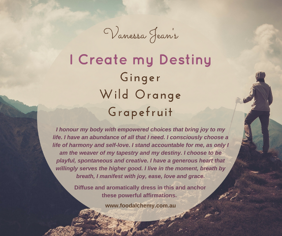 I Create my Destiny essential oil reference: Ginger, Wild Orange, Grapefruit