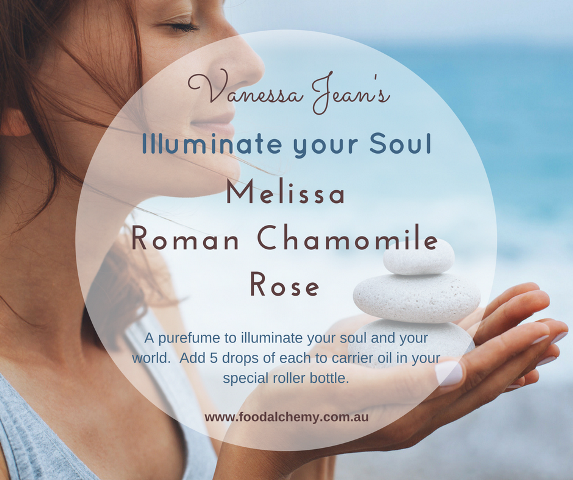 Illuminate your Soul essential oil reference: Melissa, Roman Chamomile, Rose