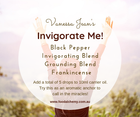 Invigorate Me essential oil reference: Black Pepper, Invigorating Blend, Grounding Blend, Frankincense
