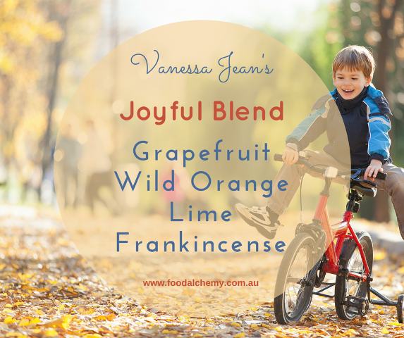 Joyful Blend essential oil reference: Grapefruit, Wild Orange, Lime, Frankincense