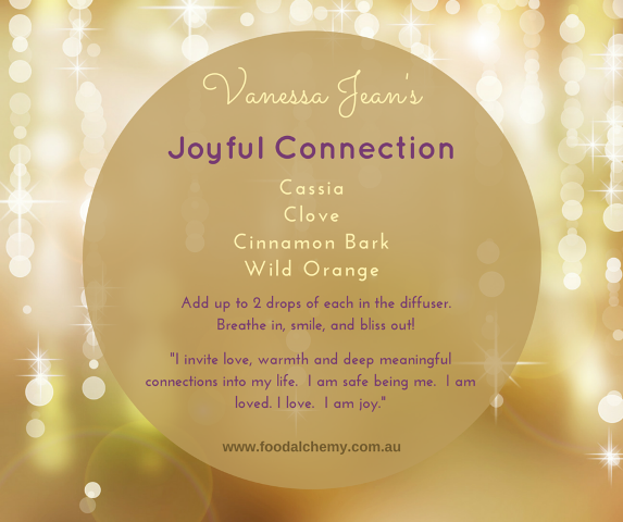 Joyful Connection essential oil reference: Cassia, Clove, Cinnamon Bark, Wild Orange
